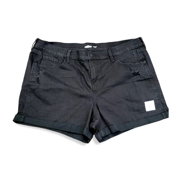 Old Navy Boyfriend High Rise Black Jack Denim Black 3" Shorts Women Sz 18 - Picture 3 of 7